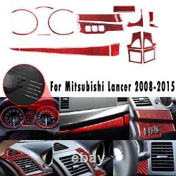 17Pcs Red Carbon Fiber Full Interior Set Kit For Mitsubishi Lancer 2008-15