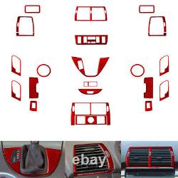 19Pcs Red Carbon Fiber Full Interior Set Kit Cover Trim For BMW X5 E53 2000-06