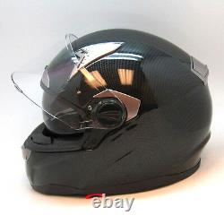 1STorm Motorcycle Bike Dual Visor Full Face Helmet Carbon Fiber Black M L XL XXL