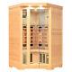 2 Person Corner Infrared Sauna Cabin Halmstad Carbon Fiber Heaters Full Spectrum