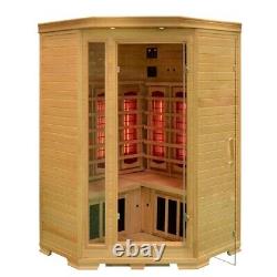 2 Person Corner Infrared Sauna Cabin Halmstad Carbon Fiber Heaters Full Spectrum