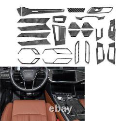 27 Pcs Carbon Fiber Full Set Interior Cover Trim For Audi A6 C8 A7 2019-2022