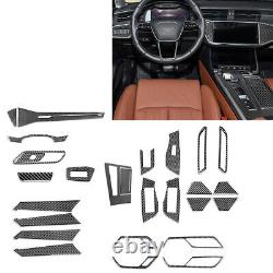 27 Pcs Full Set Interior Cover Trim For Audi A6 C8 A7 2019-2022 Carbon Fiber