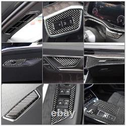 27 Pcs Full Set Interior Cover Trim For Audi A6 C8 A7 2019-2022 Carbon Fiber