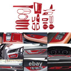 27Pcs For Audi A6 2019-2021 Red Carbon Fiber Full Interior Set Kit Cover Trim