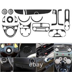 28Pcs Carbon Fiber Interior Full Kit Cover Trim For Fiat 500 2012-2015 Black LHD