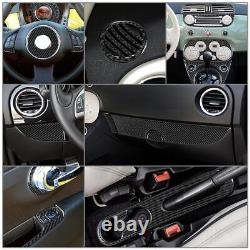 28Pcs Carbon Fiber Interior Full Kit Cover Trim For Fiat 500 2012-2015 Black LHD