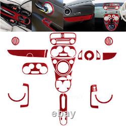 28pcs Red Carbon Fiber Full Kit Interior Trim Set For Fiat 500 2012-2015