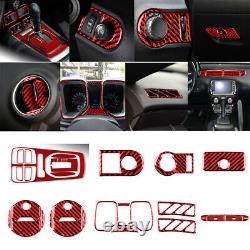 33Pcs For Chevrolet Camaro 2010-15 Red Carbon Fiber Interior Full Set Cover Trim