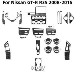 38Pcs Carbon Fiber RHD Interior Full Kit Cover Trim For Nissan GT-R R35 2008-16