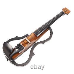 4/4 Electric Violin Dark Colored Wood Grain Carbon Fiber Full Size Silent El EOM