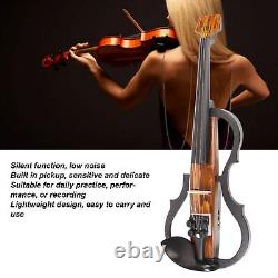 4/4 Electric Violin Dark Colored Wood Grain Carbon Fiber Full Size Silent El EOM