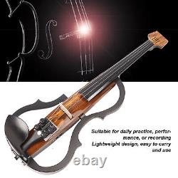 4/4 Electric Violin Dark Colored Wood Grain Carbon Fiber Full Size Silent El EOM