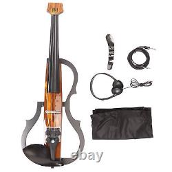 4/4 Electric Violin Dark Colored Wood Grain Carbon Fiber Full Size Silent El EOM