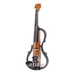 4/4 Electric Violin Dark Colored Wood Grain Carbon Fiber Full Size Silent El EOM