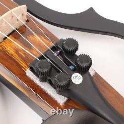 4/4 Electric Violin Dark Colored Wood Grain Carbon Fiber Full Size Silent El EOM