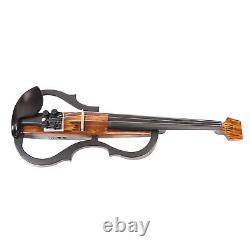 4/4 Electric Violin Dark Colored Wood Grain Carbon Fiber Full Size Silent El EOM