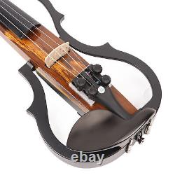 4/4 Electric Violin Dark Colored Wood Grain Carbon Fiber Full Size Silent El EOM