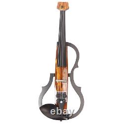 4/4 Electric Violin Dark Colored Wood Grain Carbon Fiber Full Size Silent El GFL