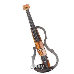 4/4 Electric Violin Dark Colored Wood Grain Carbon Fiber Full Size Silent El GFL