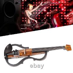 4/4 Electric Violin Dark Colored Wood Grain Carbon Fiber Full Size Silent El GFL