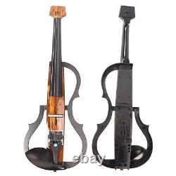 4/4 Electric Violin Dark Colored Wood Grain Carbon Fiber Full Size Silent El GFL