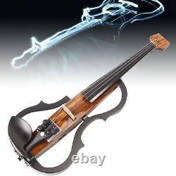 4/4 Electric Violin Dark Colored Wood Grain Carbon Fiber Full Size Silent El GFL