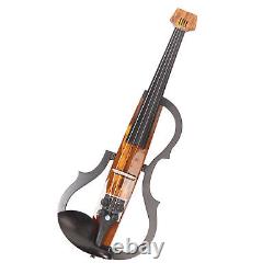 4/4 Electric Violin Dark Colored Wood Grain Carbon Fiber Full Size Silent El GFL