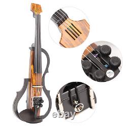 4/4 Electric Violin Dark Colored Wood Grain Carbon Fiber Full Size Silent El GSA