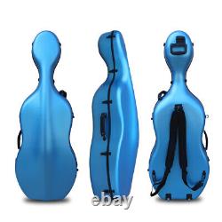 4/4 Full Size Blue Cello Case Carbon Fiber Strong Light Box with Wheels