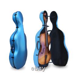 4/4 Full Size Blue Cello Case Carbon Fiber Strong Light Box with Wheels