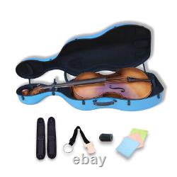 4/4 Full Size Blue Cello Case Carbon Fiber Strong Light Box with Wheels