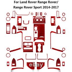 57pcs For Land Rover Range Rover Red Carbon Fiber Full Interior Kit Cover Trim