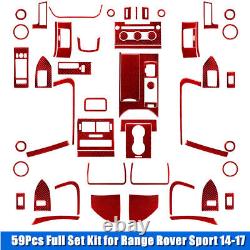 59Pcs Red Carbon Fiber Interior Full Kit Trim For Range Rover Sport 2014-2017