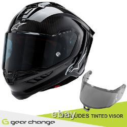 Alpinestars Supertech R10 Motorcycle Helmet Solid Matt and Gloss Black Carbon