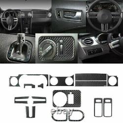 Black Carbon Fiber Full Interior Kit Set Cover Trim For Ford For Mustang 2005-09