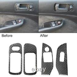 Black Carbon Fiber Full Kits Interior Trim Set For Honda Civic 2003-2005