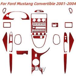 Carbon Fiber Full Interior Cover Trim Set Kit For Ford Mustang 2001-2004 Red