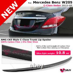 For 15-17 Mercedes-Benz W205 C63 Style Full Carbon Fiber Rear Truck Lip Spoiler