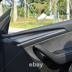 For 2021-23 Tesla Model 3 Y Matt Real Full Carbon Fiber Interior Door Panel Trim