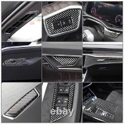 For Audi A6 C8 A7 2019-2022 20 Carbon Fiber Full Set Interior Cover Trim 27 Pcs