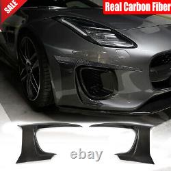 For Jaguar F-Type 2-Door 18-19 Full Carbon Front Bumper Fins Air Vent Cover Trim