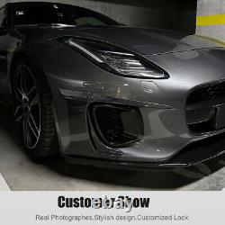 For Jaguar F-Type 2-Door 18-19 Full Carbon Front Bumper Fins Air Vent Cover Trim