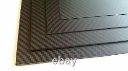 Full 3K Carbon Fibre Sheet 2.0mm x 500mm × 400mm Twill Weave Black 2mm