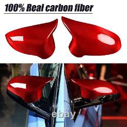 Full Dry Carbon Fiber Red Mirror Caps Add-on For BMW F82 M4 F80 M3 2015-2019