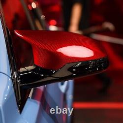 Full Dry Carbon Fiber Red Mirror Caps Add-on For BMW F82 M4 F80 M3 2015-2019