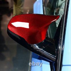 Full Dry Carbon Fiber Red Mirror Caps Add-on For BMW F82 M4 F80 M3 2015-2019