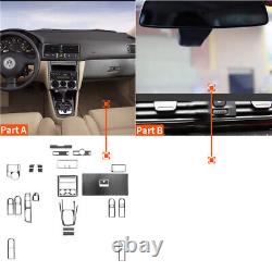 Full Set Kit Carbon Fiber Interior Center Control Gear Cover Trim For VW Golf