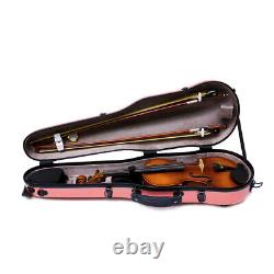 Full size Violin Case 4/4 Hard Shell Lightweight Carbon fiber BackStraps, Pink