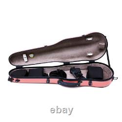 Full size Violin Case 4/4 Hard Shell Lightweight Carbon fiber BackStraps, Pink